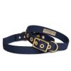 Wellness + Beauty Kabana | Lge Brass Dog Collar-Navy