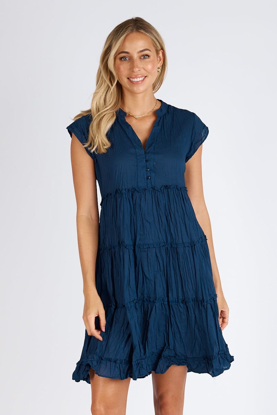 Dresses Lulalife | Lulalife Salem Tier Dress Navy