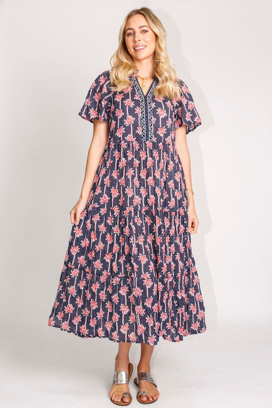 Dresses Lulalife | Lulalife Palm Cove Midi Navy