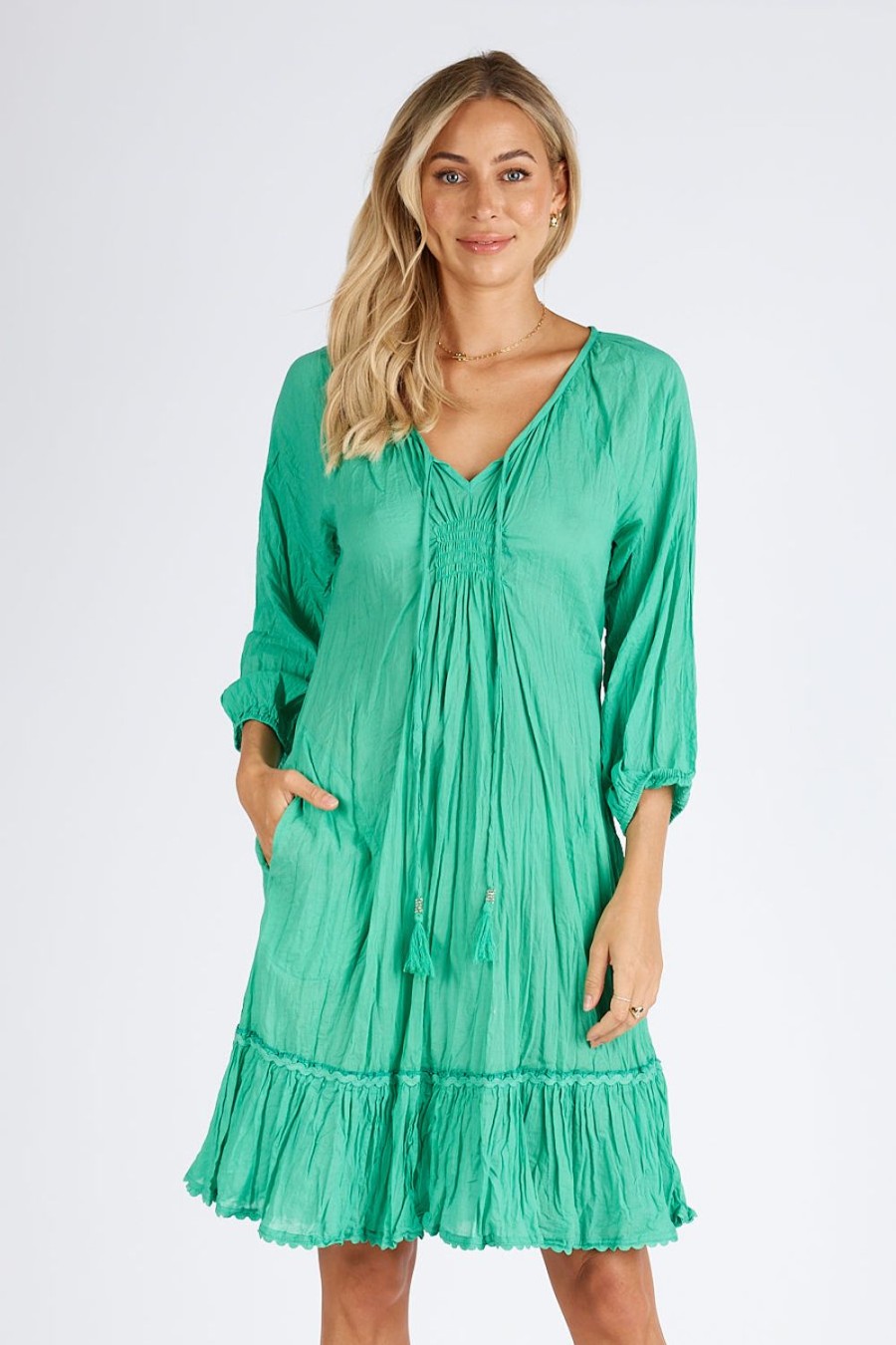 Dresses Lulalife | Lulalife Salem Shirred Dress Sea