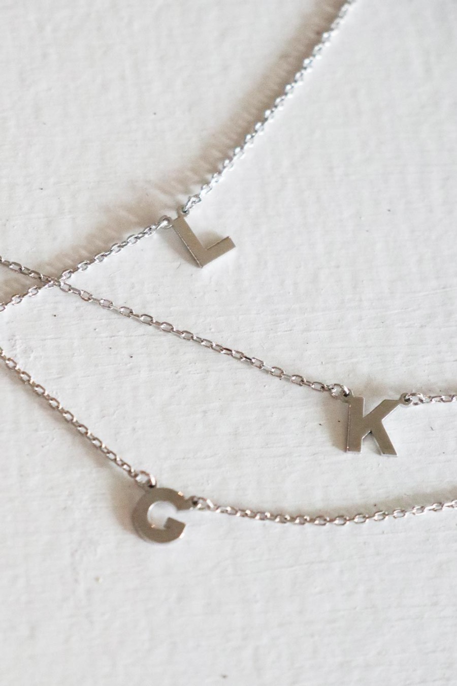 Accessories Kabana Necklaces | Initial Letter Necklace Silver