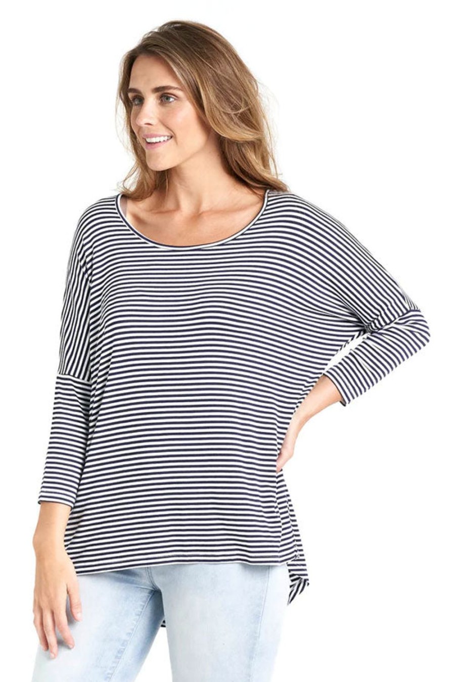 Everyday Essentials Kabana | Betty Basics | Milan 3/4 Sleeve Top Navy Stripe