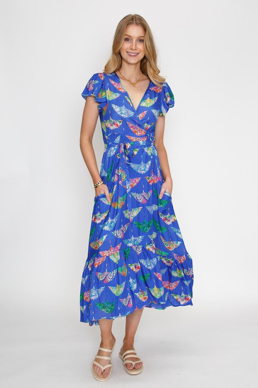 Dresses Rubyyaya | Rubyyaya Birds Of Surfers Wrap Blue