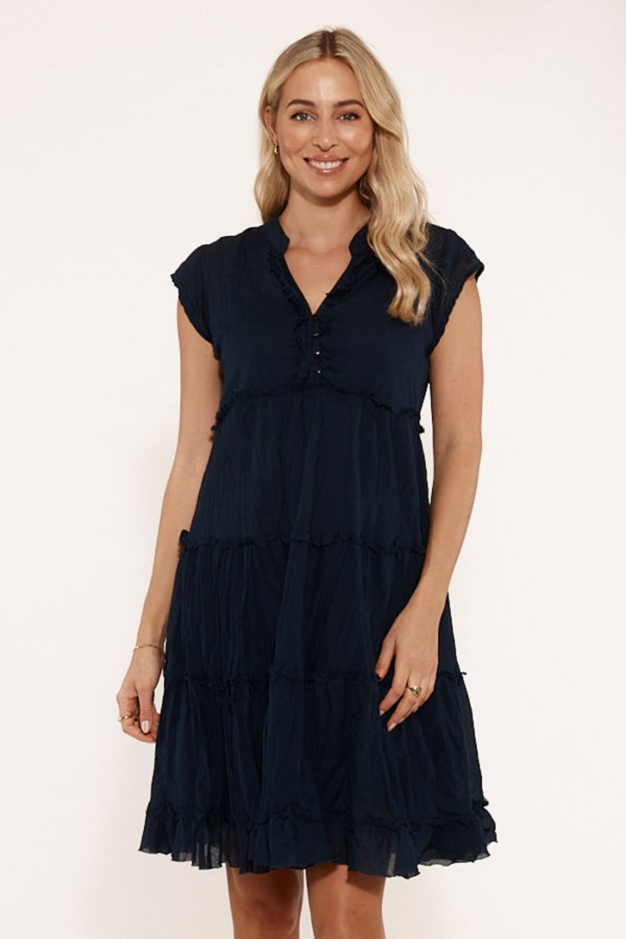 Dresses Lulalife | Lulalife Gwen Tier Dress Navy | Exclusive